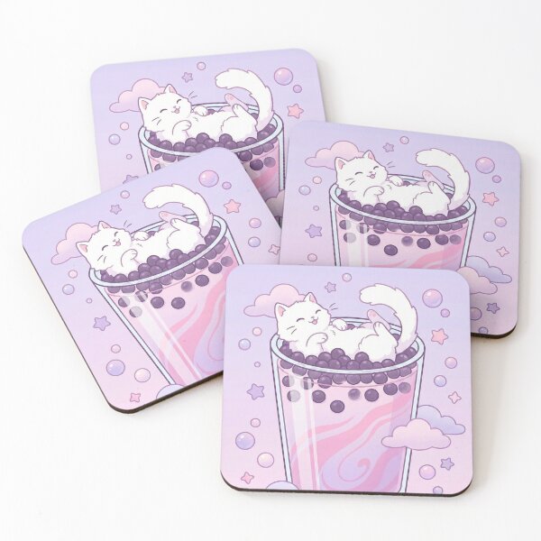 Item preview, Cute Cat Rolling in Boba Pearls - Boba Bae Aesthetic designed and sold by NonditStudio.