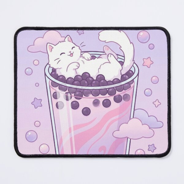 Item preview, Cute Cat Rolling in Boba Pearls - Boba Bae Aesthetic designed and sold by NonditStudio.