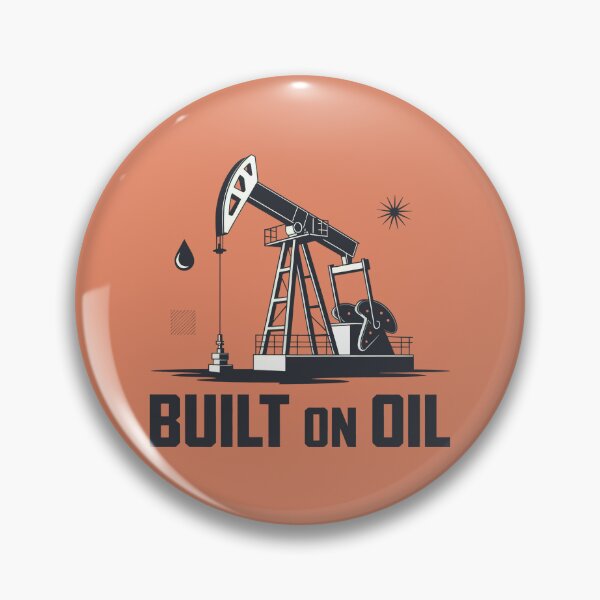 Item preview, Built on Oil Industrial Pumpjack Vintage Retro Petroleum Engineering Art designed and sold by SplashTastic.