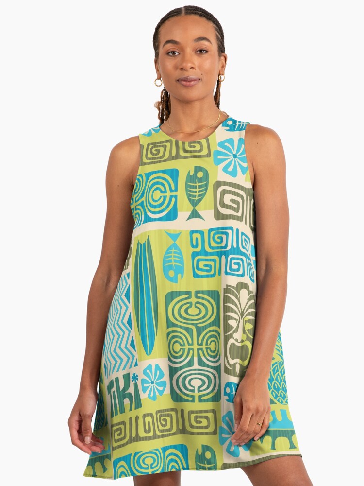 open lace back dress Tropical Noa Noa Print Tiki Swing Dress main image 0