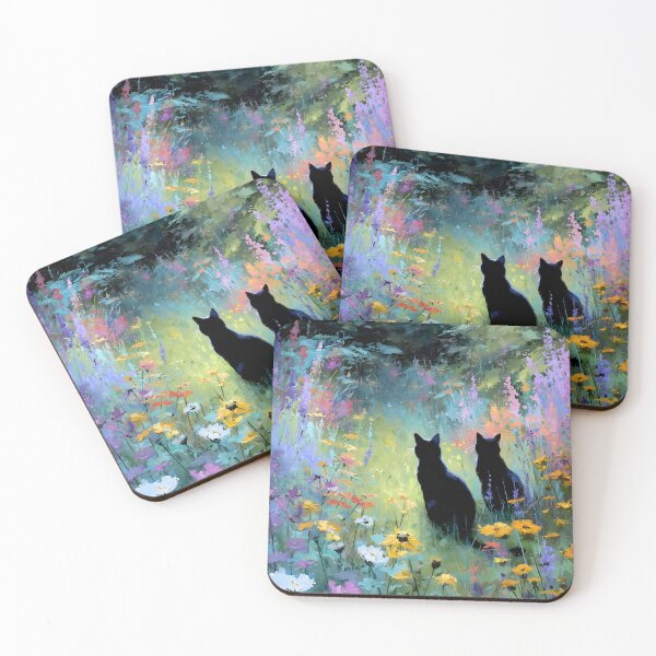 Item preview, Two Black Cats in Colorful Wildflower Meadow designed and sold by Funnyboy88.