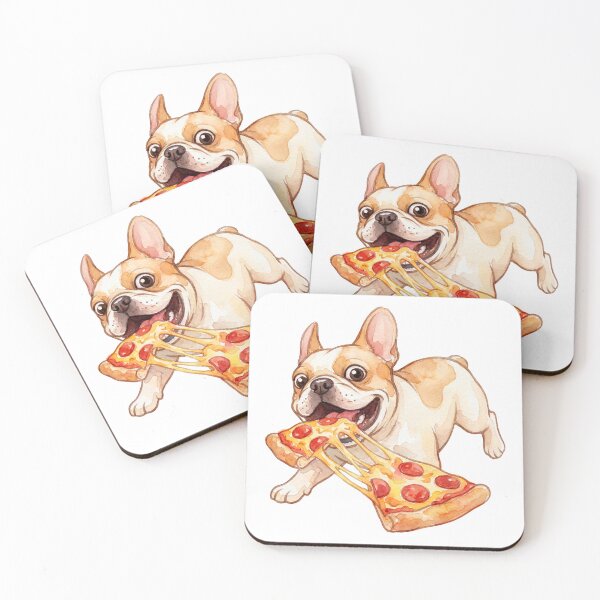 Item preview, Watercolor Dog Eating Pizza – Cute Food Lover Pet Art designed and sold by Verycutethings.