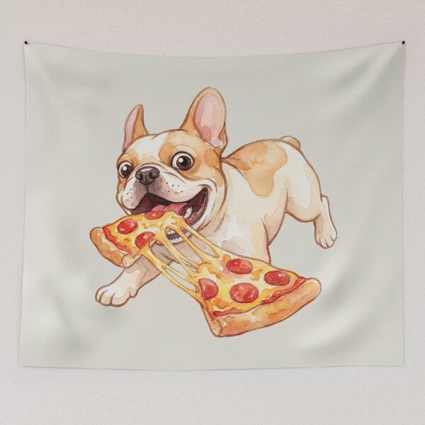 Item preview, Watercolor Dog Eating Pizza – Cute Food Lover Pet Art designed and sold by Verycutethings.