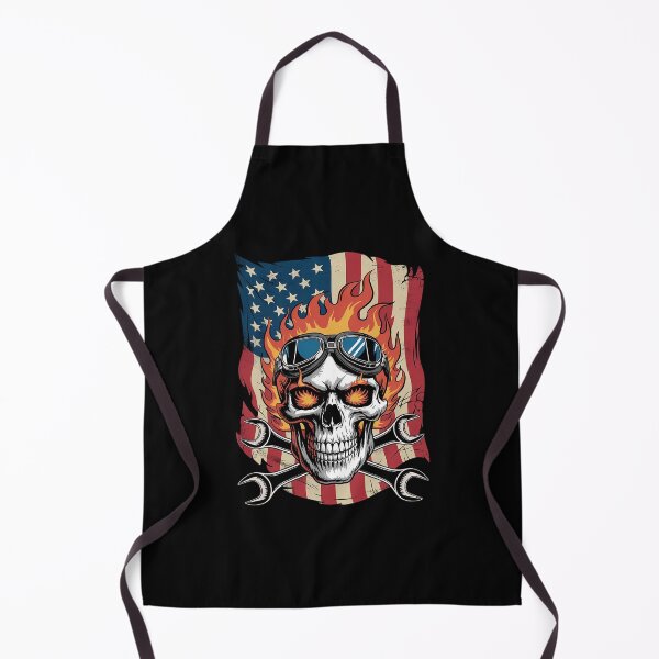 Item preview, Mechanic Handyman Fire Skull American Flag Tools Wrench designed and sold by MythWoot.