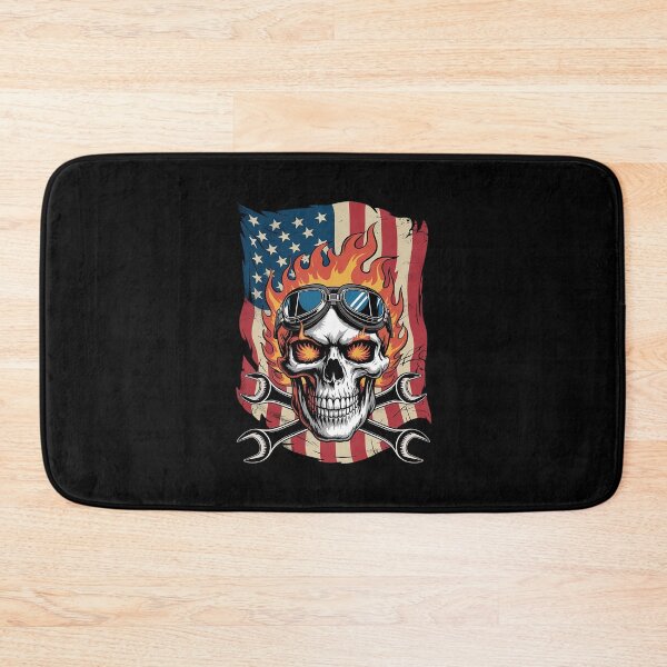 Item preview, Mechanic Handyman Fire Skull American Flag Tools Wrench designed and sold by MythWoot.