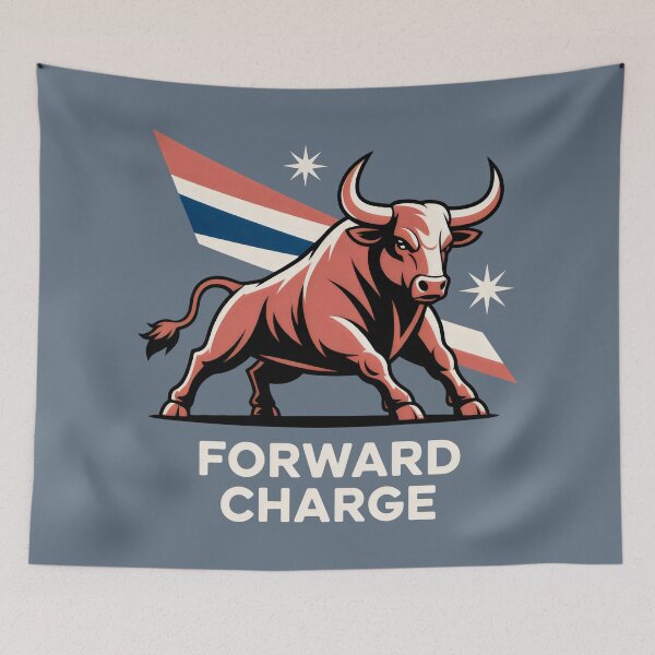 Item preview, Forward Charge Powerful Charging Bull Strength and Determination Art designed and sold by SplashTastic.