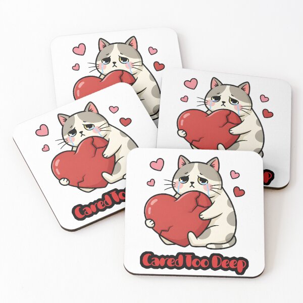 Item preview, Cared Too Deep Sad Cat Art designed and sold by ProQ Creative Prints.