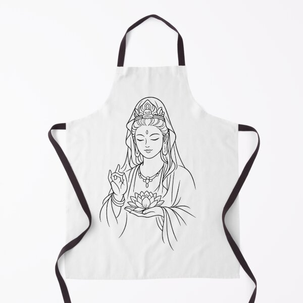 Item preview,  Minimal Guanyin Line Art Holding Lotus – Black & White Kwan Yin Illustration of Compassion designed and sold by Sksticker991.