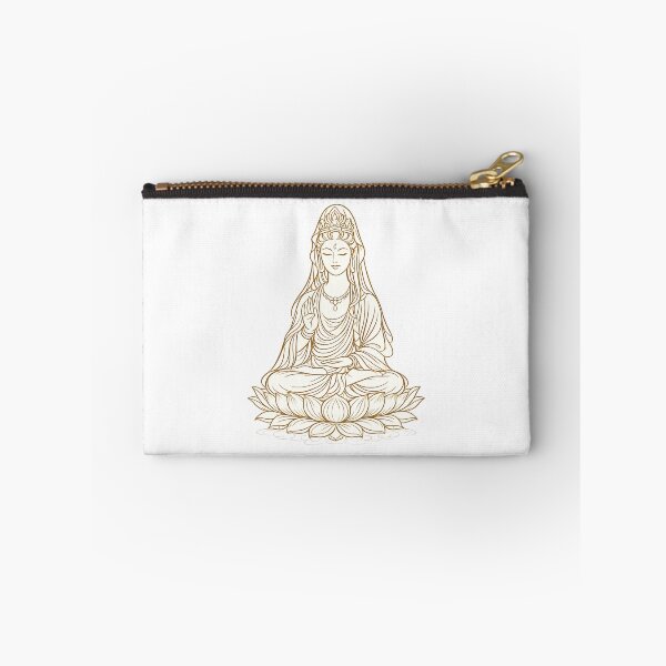 Item preview, Golden Line Art Guanyin on Lotus – Minimal Sacred Buddhist Illustration designed and sold by Sksticker991.