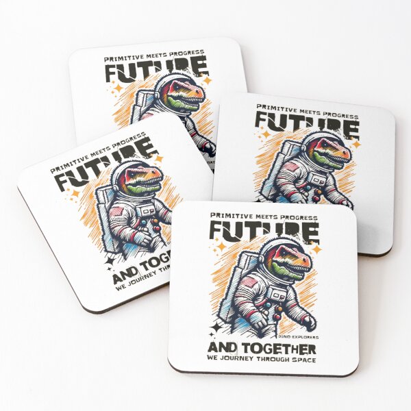 Item preview, Retro Dino Astronaut Illustration — Primitive Meets Progress Space Journey Poster designed and sold by Colorful-Garden.
