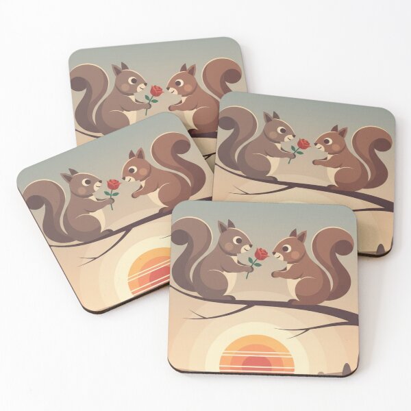 Item preview, Valentine Squirrels – Sunset Romance Illustration designed and sold by Dogandesighn.