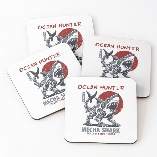 Item preview, Ocean Hunter Mecha Shark — Retro Sci-Fi Robotic Great White designed and sold by Colorful-Garden.
