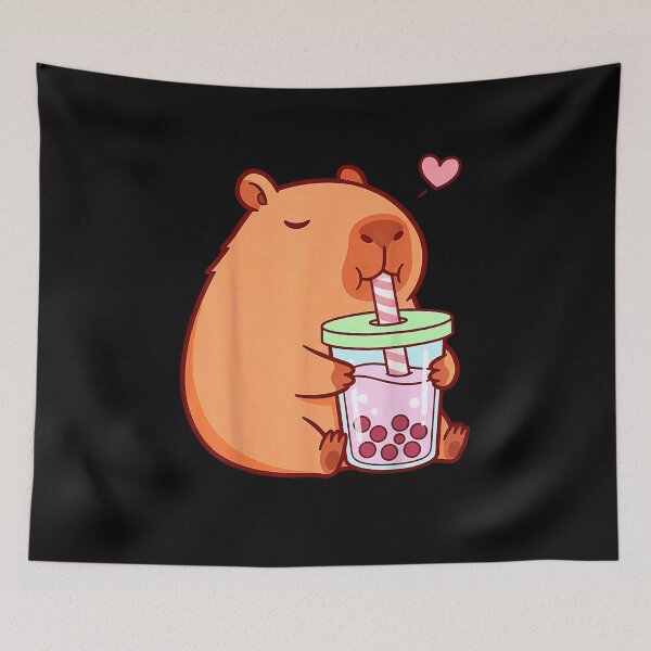 Item preview, Cute Capybara Kawaii Anime Girls Drinking Boba Tea Lover Art for Men Women Kids , Capybara Gift Lover  designed and sold by DZIRI NAJAT.