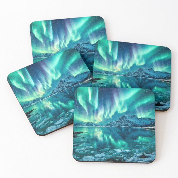 Item preview, Northern Lights Over Norway - Arctic Fjord Night designed and sold by Myra365Art.