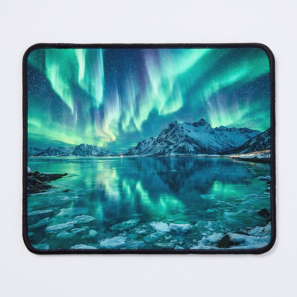 Item preview, Northern Lights Over Norway - Arctic Fjord Night designed and sold by Myra365Art.