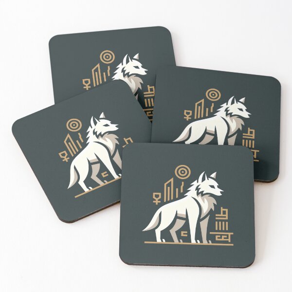 Item preview, Geometric White Wolf Spirit Animal Modern Minimalist Wildlife Art designed and sold by SplashTastic.