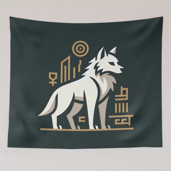 Item preview, Geometric White Wolf Spirit Animal Modern Minimalist Wildlife Art designed and sold by SplashTastic.