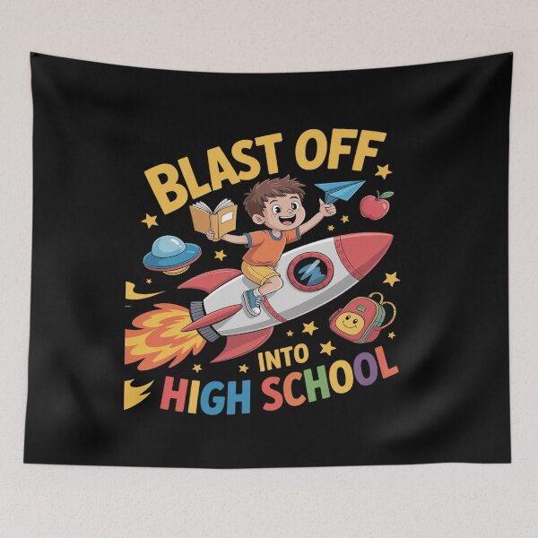 Item preview, Rocket Blast Off Into High School Funny Back To School designed and sold by Tatianamiobi.