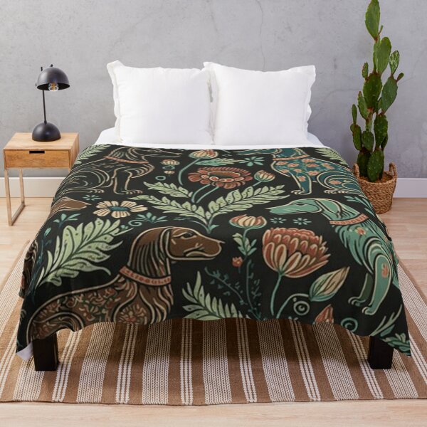 Item preview, Poster Adorable William Morris Style Dachshund Wiener Dogs Painting designed and sold by theodoreelrobe.