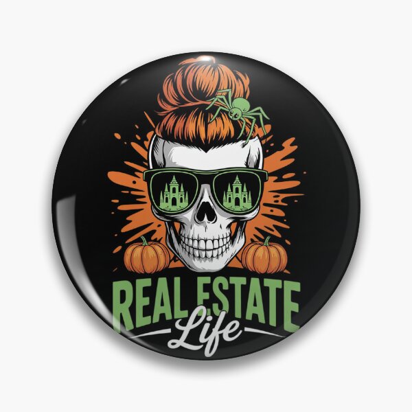 Item preview, Real Estate Life Halloween Scary Realtor Messy Bun Skull designed and sold by PowAcademy.