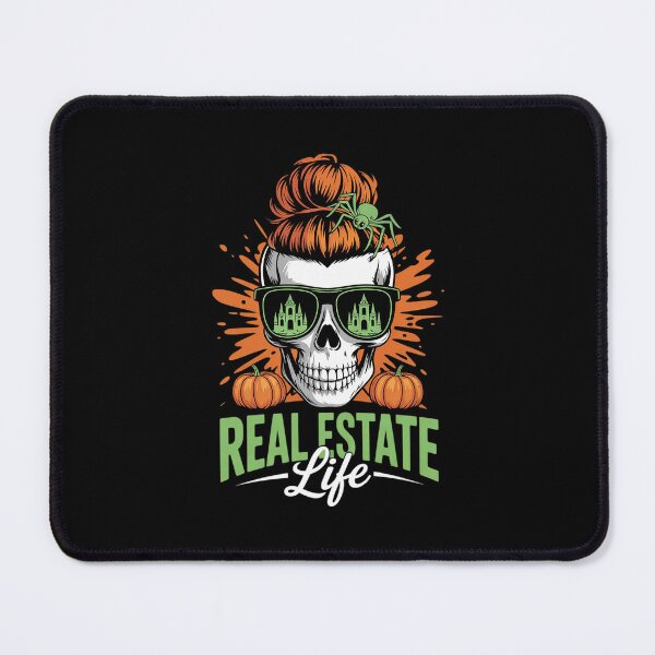 Item preview, Real Estate Life Halloween Scary Realtor Messy Bun Skull designed and sold by PowAcademy.