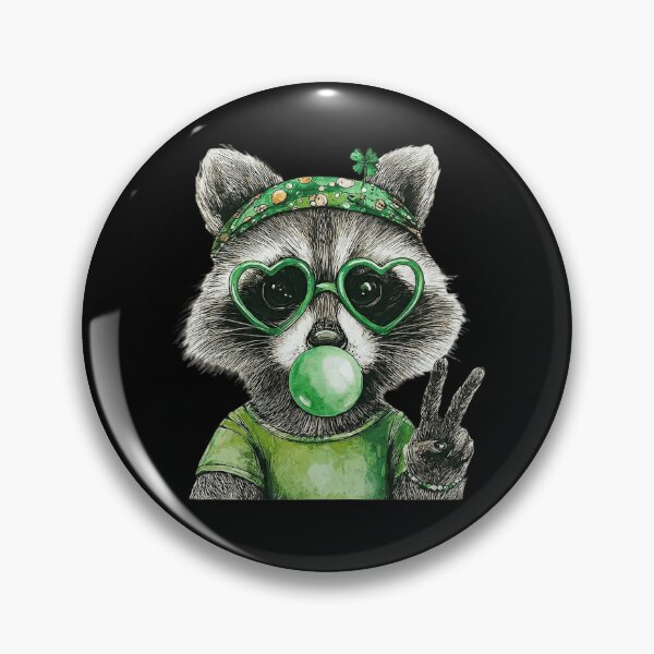 Item preview, St Patricks Day Raccoon Blowing Bubble Gum St. Patrick's Day Irish Raccoon designed and sold by pansak.
