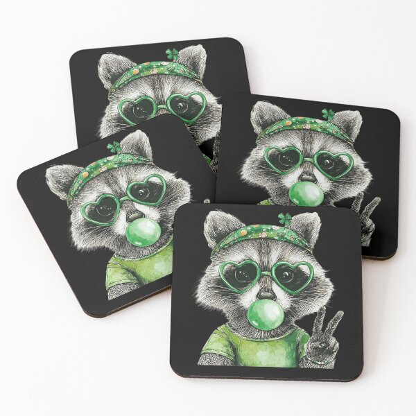 Item preview, St Patricks Day Raccoon Blowing Bubble Gum St. Patrick's Day Irish Raccoon designed and sold by pansak.