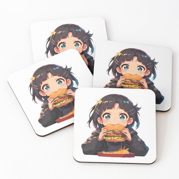 Item preview, Kirigaya Suguha Sword Art Online Anime Girl Kawaii Chibi Burger Bright Moment designed and sold by mildaclairmo.