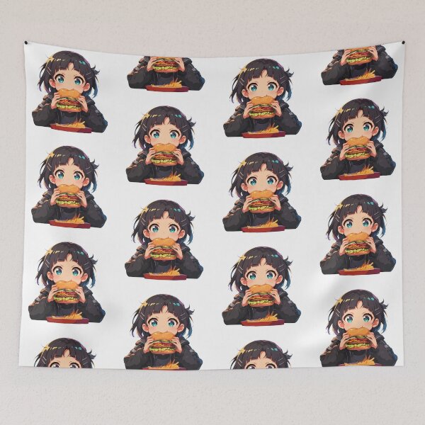 Item preview, Kirigaya Suguha Sword Art Online Anime Girl Kawaii Chibi Burger Bright Moment designed and sold by mildaclairmo.