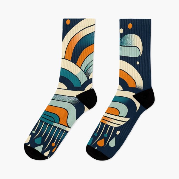 Item preview, Retro Geometric Rainbow Clouds and Raindrops designed and sold by InkSmithery.