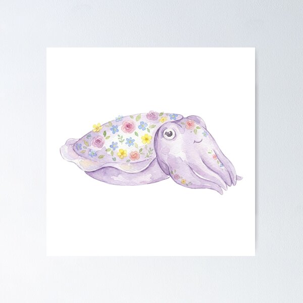 Item preview, Kawaii Watercolor Cuttlefish 2 designed and sold by xMErCUrY03x.