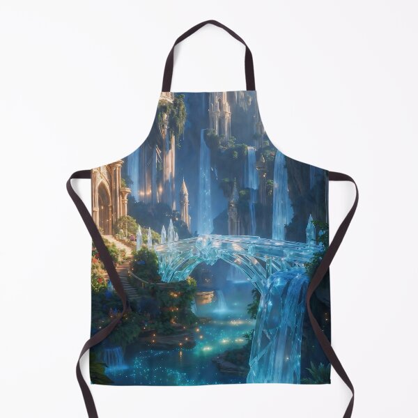 Item preview, Crystal Bridge Over Glowing Waterfalls – Pre-Sunken Atlantis Golden Age Fantasy Landscape Art designed and sold by SunsetAngelsAI.