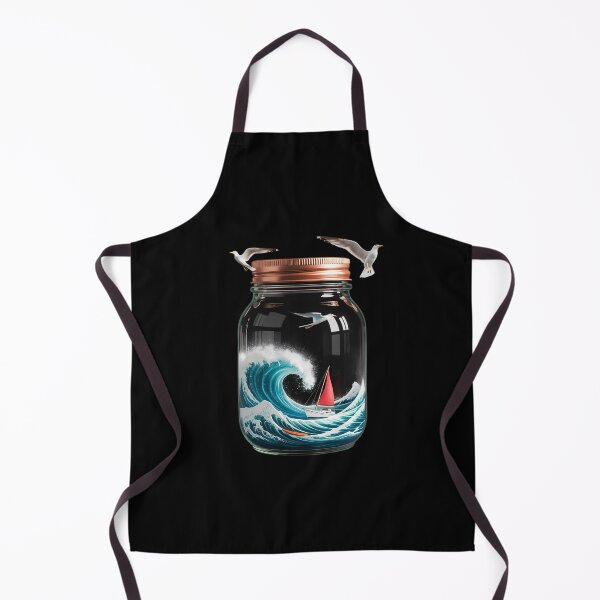 Item preview, Sailboat Waves in Jar Seagulls Surreal Water designed and sold by HORIZBoutique.