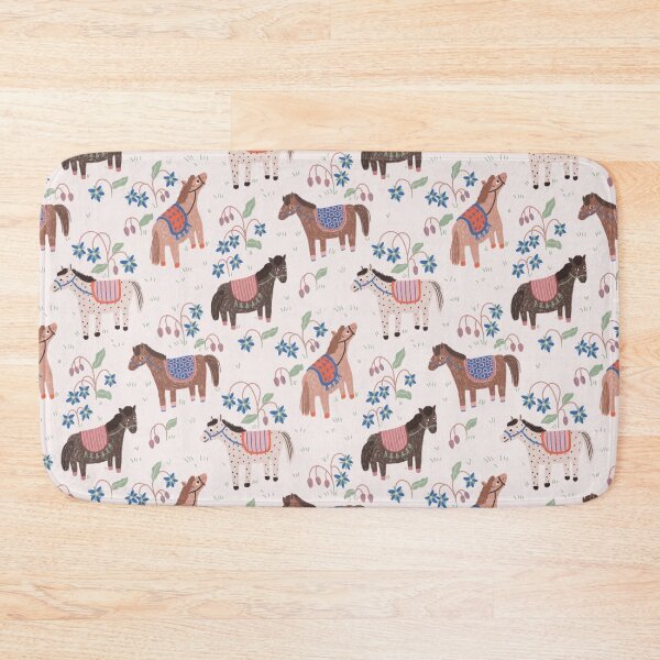 Item preview, Whimsical Folk Ponies and Horses with Borage Flowers designed and sold by Ema Tudose.