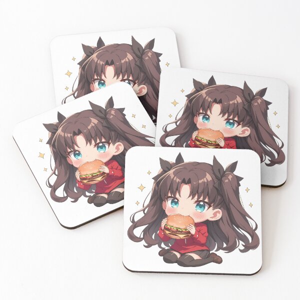 Item preview, Rin Tohsaka Fate Stay Night Chibi Kawaii Burger Anime Twin Tails designed and sold by mildaclairmo.
