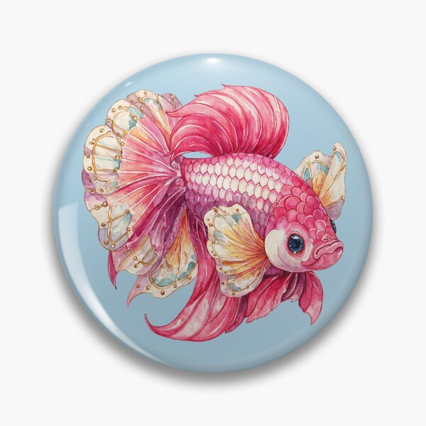 Item preview, Majestic Pink Betta Fish Watercolor Gilded Fins - Fancy Siamese Art Print designed and sold by Anastasiia Yurevych.