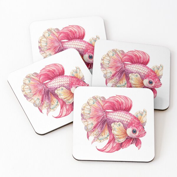 Item preview, Majestic Pink Betta Fish Watercolor Gilded Fins - Fancy Siamese Art Print designed and sold by Anastasiia Yurevych.