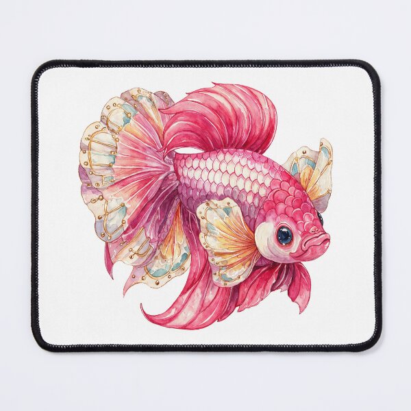 Item preview, Majestic Pink Betta Fish Watercolor Gilded Fins - Fancy Siamese Art Print designed and sold by Anastasiia Yurevych.