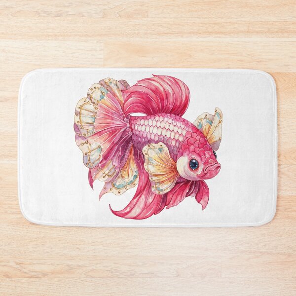 Item preview, Majestic Pink Betta Fish Watercolor Gilded Fins - Fancy Siamese Art Print designed and sold by Anastasiia Yurevych.