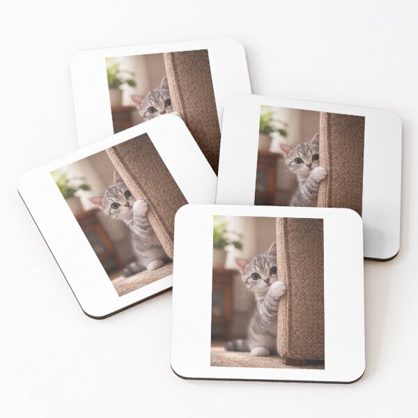 Item preview, Curious Kitten Peeking Around the Corner designed and sold by LovelyCatGalaxy.