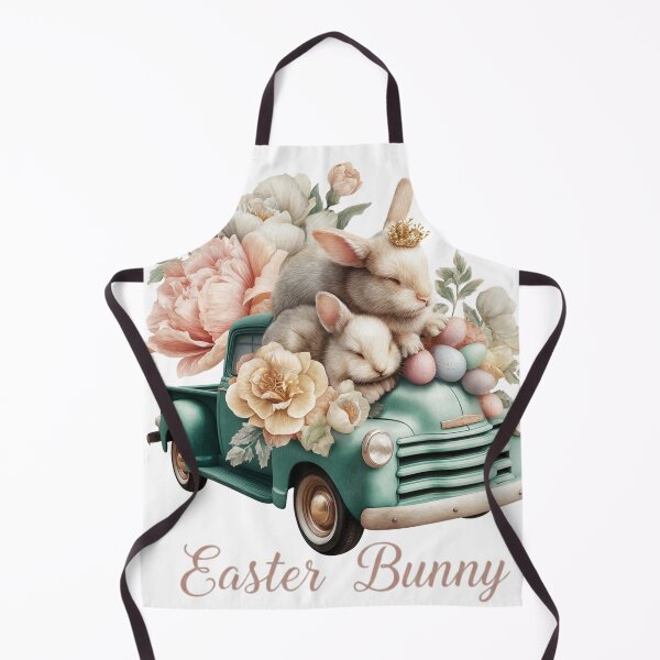 Item preview, Vintage Easter Bunny Truck with Flowers and Eggs - Pastel Spring Illustration designed and sold by Anastasiia Yurevych.