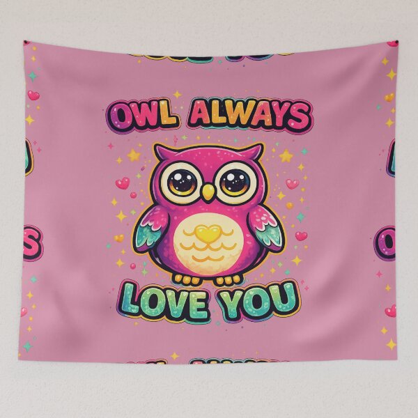 Item preview, Cute Pink Purple Owl Owl Always Love You - Valentine's Day Love Pun Heart Illustration designed and sold by AnTartstudios.