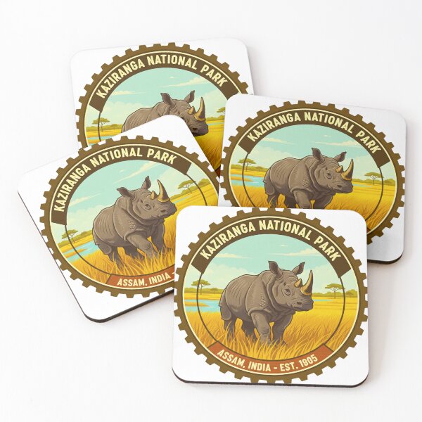 Item preview, Kaziranga National Park Assam India - Vintage One-Horned Rhino Wildlife Sticker designed and sold by MT-Hub | Cute Aesthetic Art, Stickers & Phone Cases.