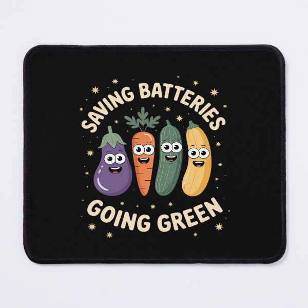 Item preview, Saving Batteries Going Green – Funny Cartoon Vegetable Adult designed and sold by HORIZBoutique.