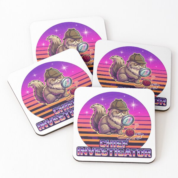 Item preview, Chief Investigator Funny Detective Cat Synthwave Gift designed and sold by LoliDesignShop.