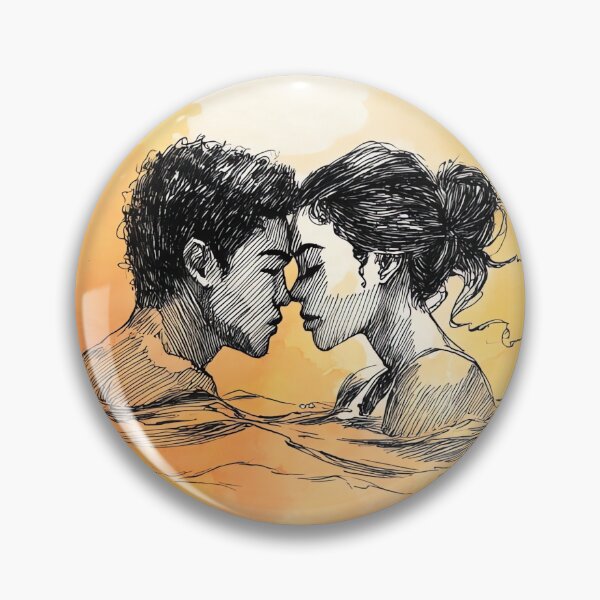 Item preview, Golden Hour Water Romance - Couple Embracing at Sunset Art designed and sold by Banal25.