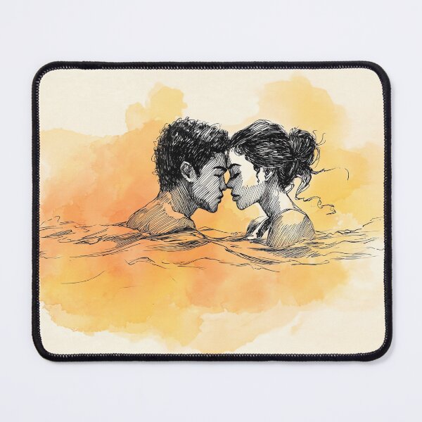 Item preview, Golden Hour Water Romance - Couple Embracing at Sunset Art designed and sold by Banal25.