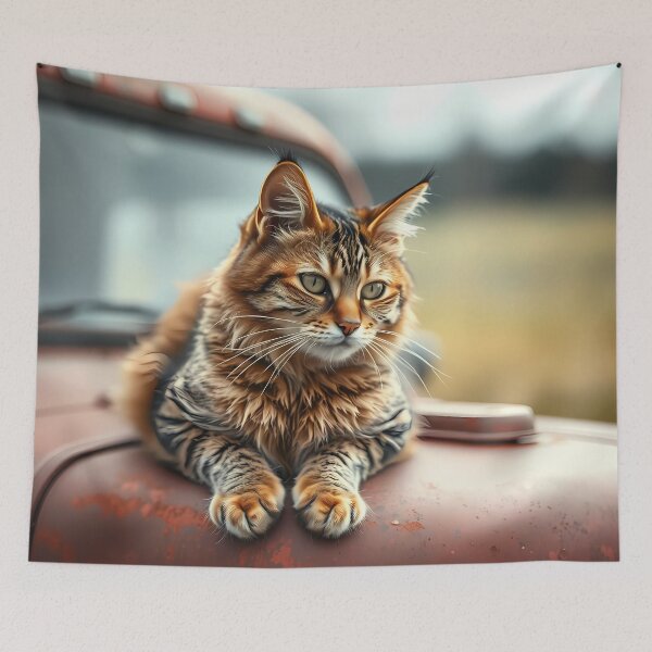 Item preview, Cat Resting on Vintage Car designed and sold by cuprum.