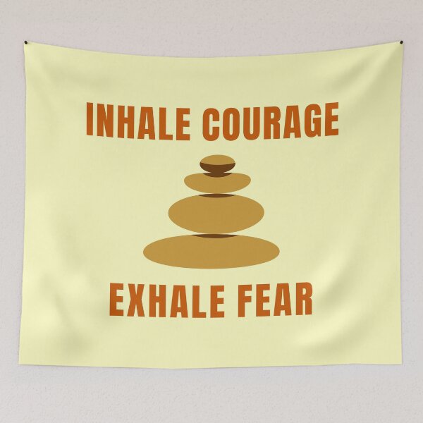 Item preview, Title: Inhale Courage Exhale Fear - Retro Minimalist Mental Health Poster designed and sold by PixelPlush.