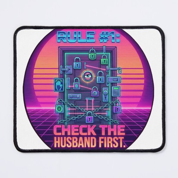 Item preview, Rule #1 Check The Husband First Funny True Crime Synthwave Gift designed and sold by LoliDesignShop.